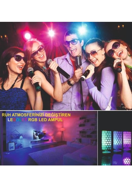 9W Rgb LED Ampul Renk Değiştiren Uzaktan Kumandalı Dim Edilebilir