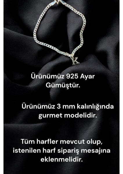 925 Ayar Gümüş 3 mm Gurmet Harfli Bileklik fırsatları