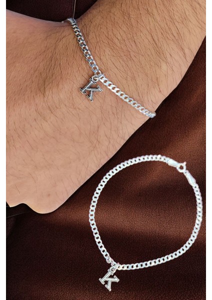 925 Ayar Gümüş 3 mm Gurmet Harfli Bileklik