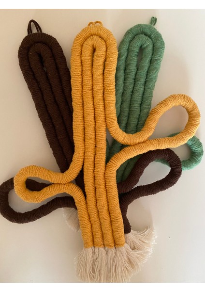 Kaktüs Sarı Makrome El Dokuma Duvar Dekoratif Askı Dekorasyon fırsatları
