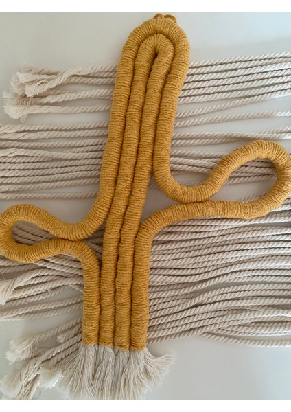 Kaktüs Sarı Makrome El Dokuma Duvar Dekoratif Askı Dekorasyon indirimleri