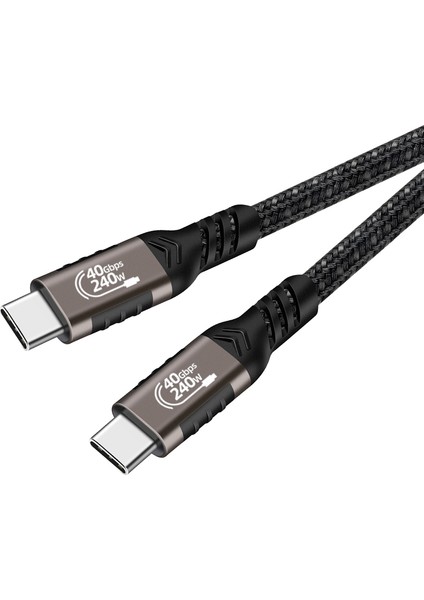 Siyah QG01 Type-C To Type-C Usb4 Pd Data Kablosu 240W 40GBPS 8K@60Hz 0.2 Metre-Zore