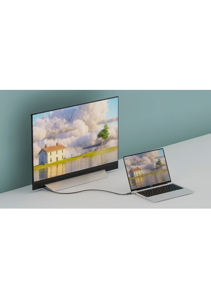 Gri QG08 8k 60 Hz Görüntü Kalitesi Type-C To Display Port Kablo 3m-Zore