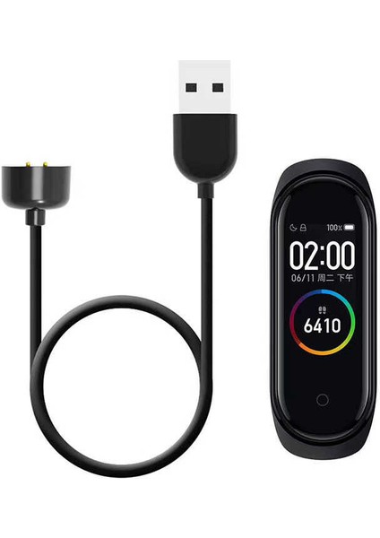 Siyah Xiaomi Mi Band 6 USB Şarj Kablosu-Zore