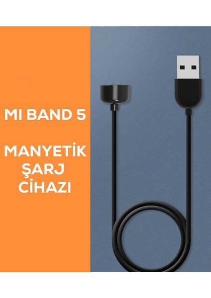 Siyah Xiaomi Mi Band 6 USB Şarj Kablosu-Zore