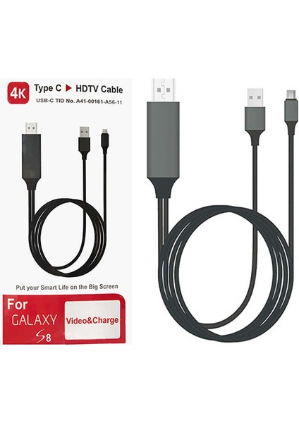 Siyah Type-C HDMI Kablo Kırmızı Kutulu-Zore