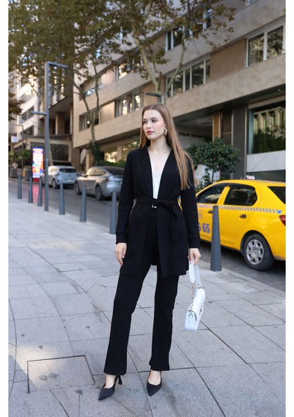 Kadın Siyah Kaşkorse Hırka Pantolon Takım modelleri