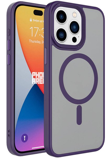 Apple iPhone 15 Pro Max Uyumlu Mat Arka Yüzey Wireless Şarj Özellikli Flet Magsafe Kılıf