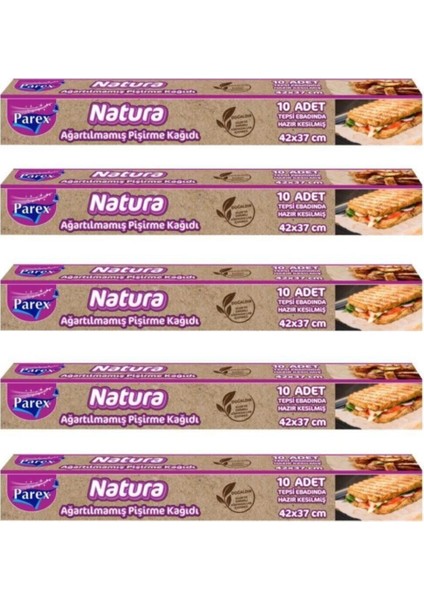 Tekno Trust Natura Ağartılmamış Hazır Pişirme Kağıdı 10'lu x 5 Adet