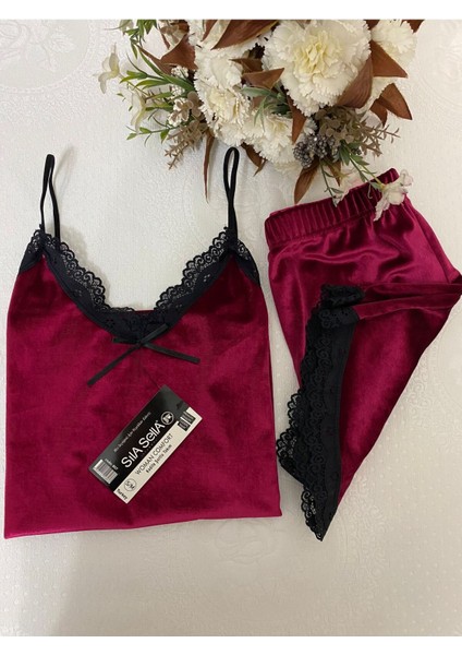 Fuşya Şortlu Kadife Pijama Takımı fiyatları