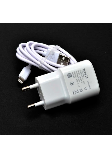 Beyaz Metro Serisi ZR-TC01 Lightning 2 In 1 Şarj Seti-Zore