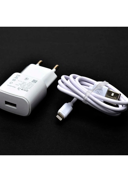 Beyaz Metro Serisi ZR-TC01 Lightning 2 In 1 Şarj Seti-Zore