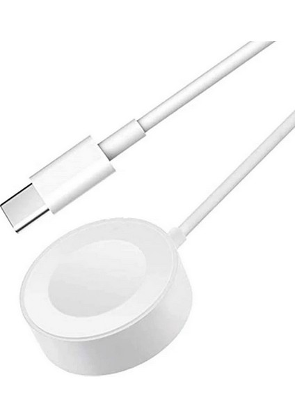Beyaz Akıllı Saat Wireless Type-C Şarj Kablosu 1m-Zore