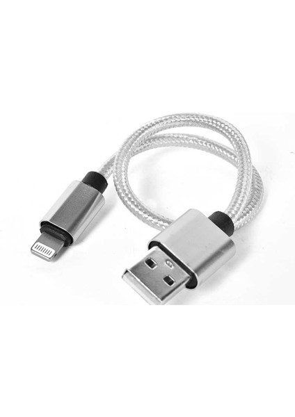 Gümüş 30 cm Halat Lightning USB Kablo