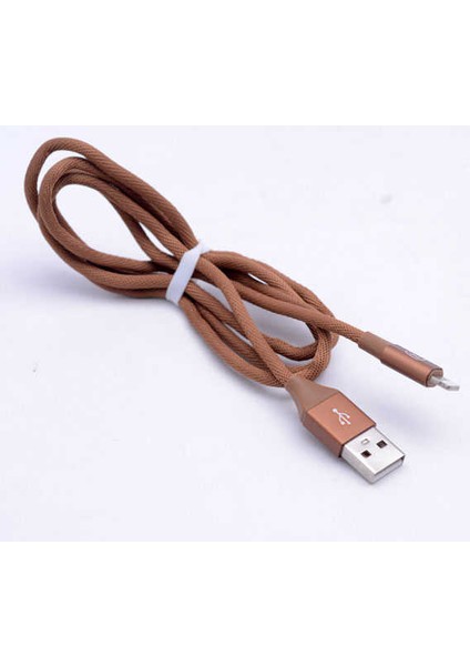 Kahverengi Metal Uçlu Lightning USB Kablo-Zore