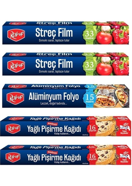 Tekno Trust Streç Film + Alüminyum Folyo Pişirme Kağıdı 5 Parça