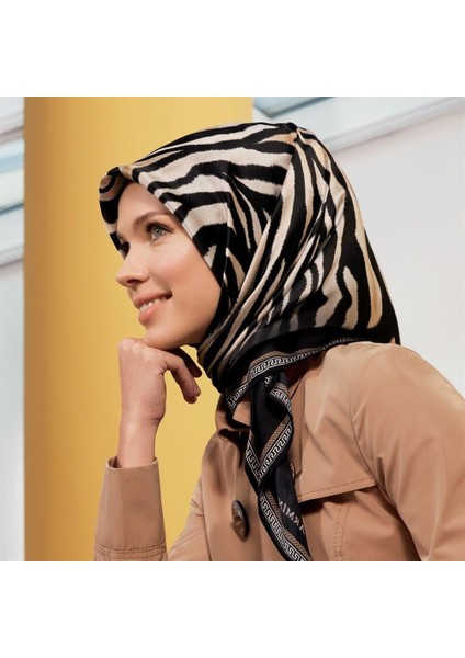 Armine Ipek Eşarp Nostalji - 8345-09 Siyah Kahve Twill