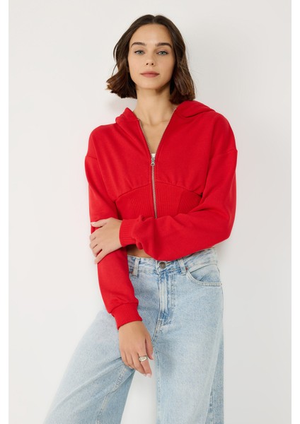 Fermuarlı Kapüşonlu Sweatshirt