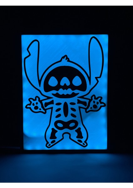 Stitch - Rgb Led Işıklı 3 Boyutlu Tabela - 15cm X 20cm X 2cm (Bluetooth Kontrollü)