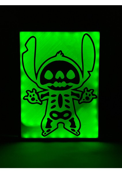 Stitch - Rgb Led Işıklı 3 Boyutlu Tabela - 15cm X 20cm X 2cm (Bluetooth Kontrollü)