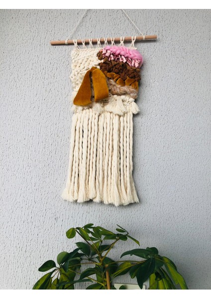 Şekerli Bulutlar Etnik El Dokuma Beyaz Makrome Dekoratif Dekor Askı