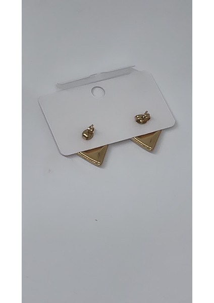 Beyaz Mineli Kalp Model Gold Çelik Küpe 2 cm fırsatları
