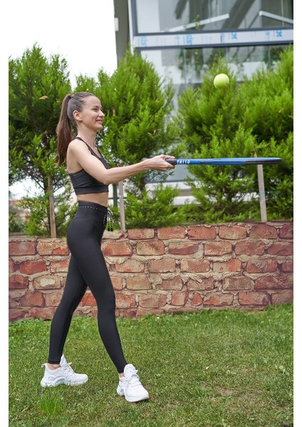 Siyah Beli Ipli Toparlayıcı Spor Tayt modelleri