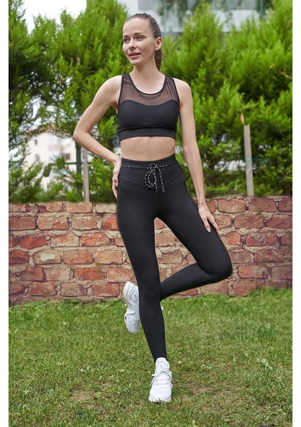 Siyah Beli Ipli Toparlayıcı Spor Tayt fırsatları