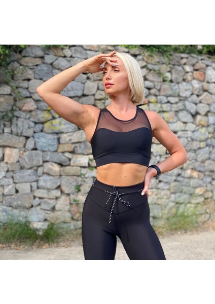 Siyah Beli Ipli Toparlayıcı Spor Tayt indirimleri
