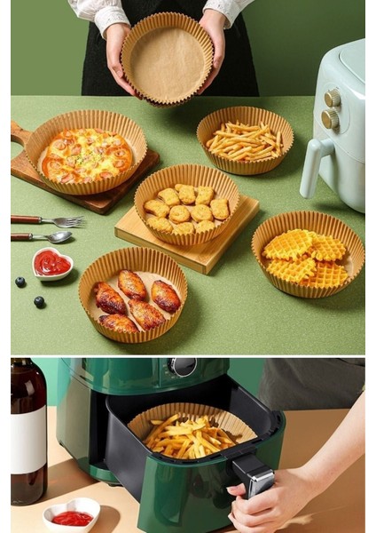 Tekno Trust 100 Adet Air Fryer Fritöz Pişirme Kağıdı - Yuvarlak Tepsi Model, Hazır, Tek Kullanımlık