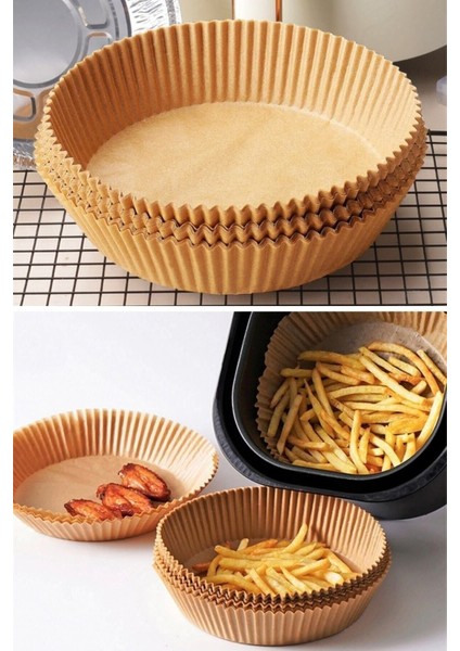 Tekno Trust 100 Adet Air Fryer Fritöz Pişirme Kağıdı - Yuvarlak Tepsi Model, Hazır, Tek Kullanımlık