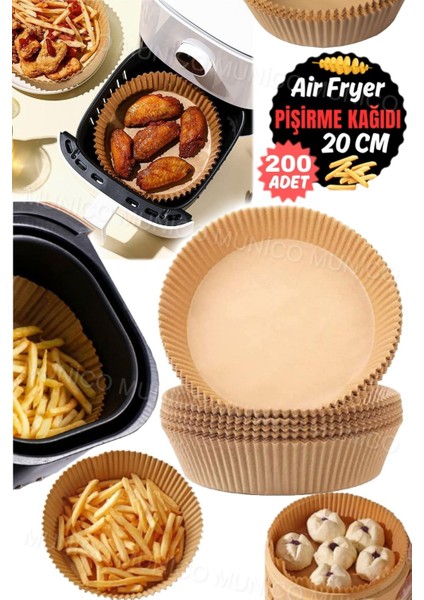 Tekno Trust 200 Parça Hava Fritöz Tek Kullanımlık Parşömen Kağıt Yağ Geçirmez Yuvarlak Yapışmaz Pişirme Kağıdı