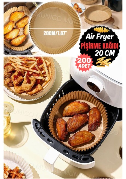 Tekno Trust 200 Parça Hava Fritöz Tek Kullanımlık Parşömen Kağıt Yağ Geçirmez Yuvarlak Yapışmaz Pişirme Kağıdı