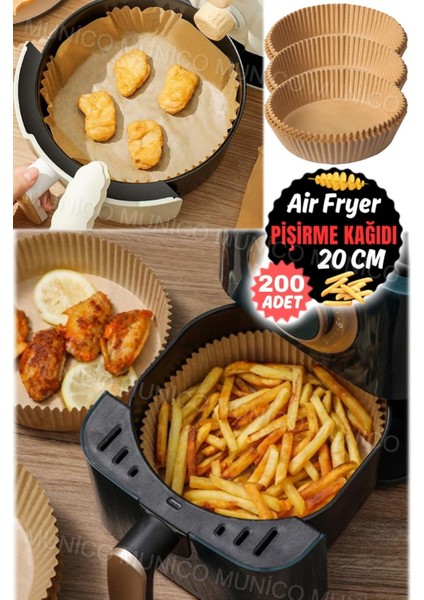 Tekno Trust 200 Parça Hava Fritöz Tek Kullanımlık Parşömen Kağıt Yağ Geçirmez Yuvarlak Yapışmaz Pişirme Kağıdı