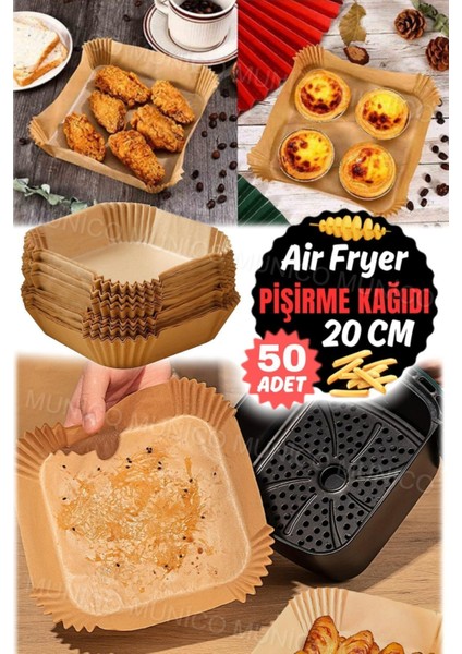 Tekno Trust Kare Fritöz Matı Yağ Geçirmez Kolay Temizlik Tek Kullanımlık 20CM Hava Fritöz Pişirme Kağıdı 50 Ade fiyatları