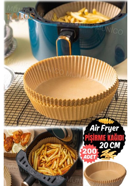 Tekno Trust 200'LÜ Yapışmaz Hava Fritöz Gömlekleri Pişirme & Kavurma & Yağ Çekici Airfrey Yuvarlak Pişirme Kağı