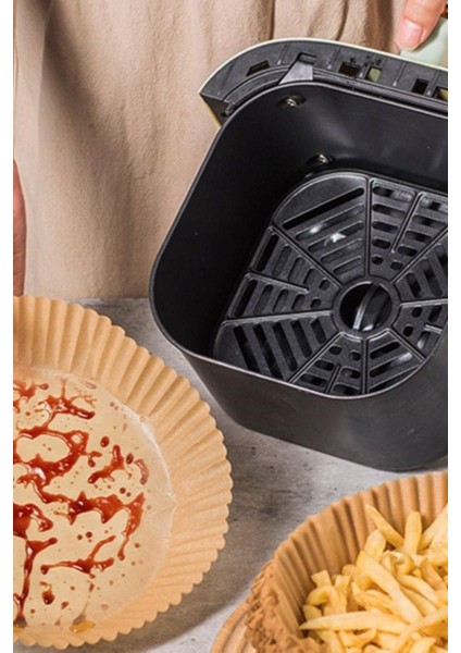 Tekno Trust 100 Adet Yuvarlak Tabak Model | 20 cm Air Fryer Pişirme Kağıdı