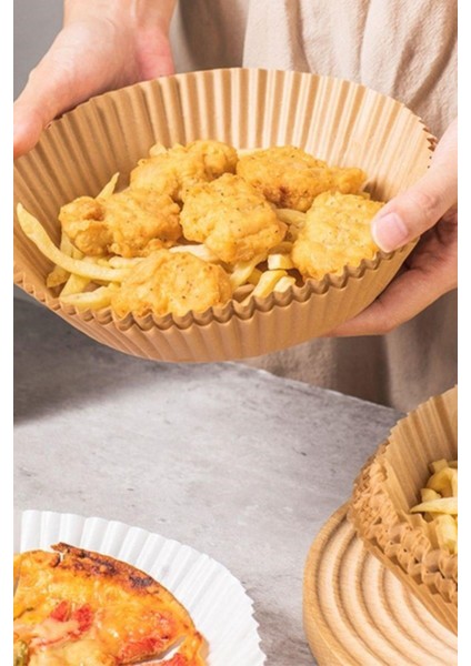 Tekno Trust 100 Adet Yuvarlak Tabak Model | 20 cm Air Fryer Pişirme Kağıdı