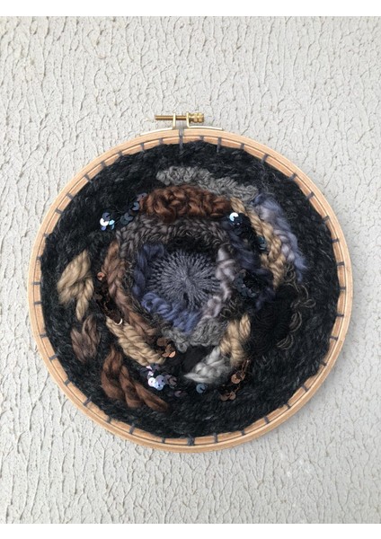 Gecekuşu Siyah Yuvarlak Etnik Salon Yün Keçe Salon Kasnak Duvar Dekoratif Süs modelleri