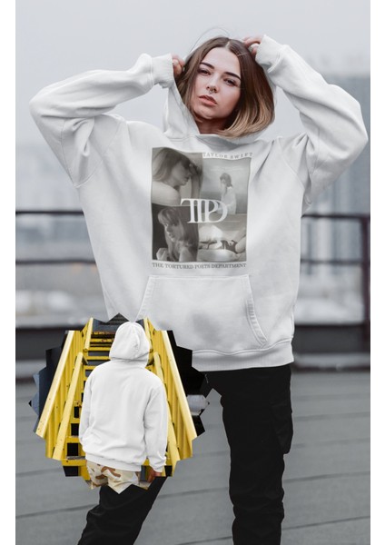 Unisex Taylor Swift Ttpd Albüm Baskılı Kapüşonlu Sweatshirt, Oversize Taylor Swift Baskılı Hoodie