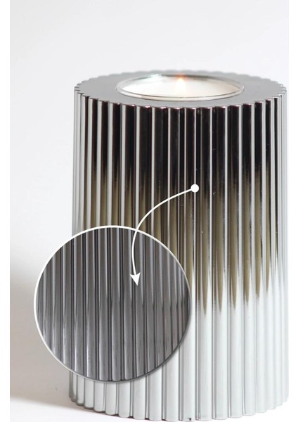 Krom Kaplama 3 Lü Gold Krom Tırtıklı Yüzey Mumluk Dekoratif Tealight Set Mum Abs Plastik Altın Rengi Krom Kaplama Mumluk