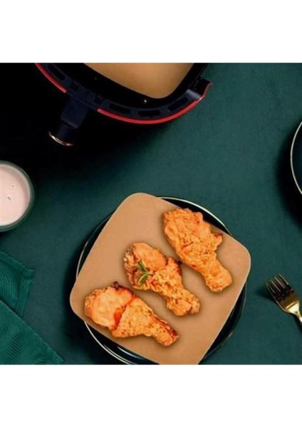 Tekno Trust ® Air Fryer Pişirme Kağıdı Yağ Su Geçirmez Yapışmaz Deliksiz Düz Kare Model 50 Adet indirimleri