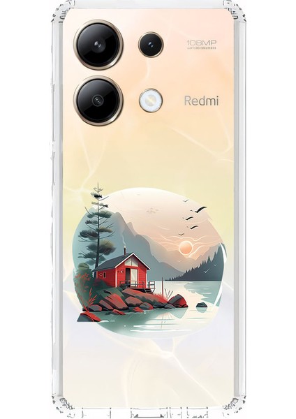 Xiaomi Redmi Note 13 4g Uyumlu Göl Kenarı Kulübe Desenli Silikon Kılıf