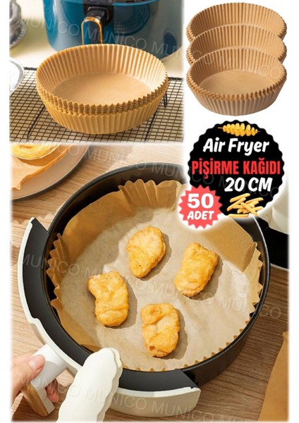Tekno Trust Airfryer 50 Parça Hava Fritöz Kağıt Astar Yapışmaz Hava Fritöz Yuvarlak Kağıt Yağ Akıntıları Giderm