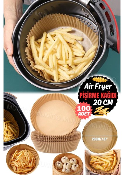 Tekno Trust 100 Parça x Tek Kullanımlık Airfryer Kağıt Astar Mat Pişirme Yuvarlak Yağa Dayanık Için Yapışmaz Pr