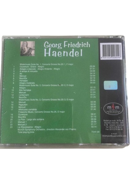 Georg Friedrich Handel CD Water Music Suite No 1 Concerto Grosso No 25 1 F.major - CD