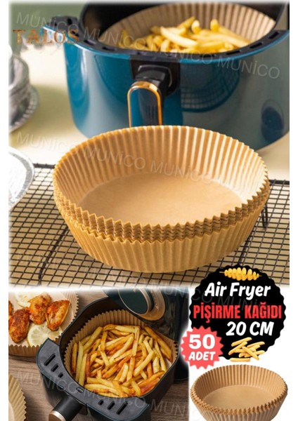 Tekno Trust 50'li Yapışmaz Hava Fritöz Gömlekleri Pişirme & Kavurma & Yağ Çekici Airfrey Yuvarlak Pişirme Kağıd