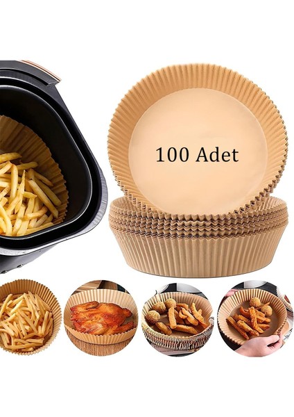 Tekno Trust Fritöz Pişirme Kağıdı Air Fryer Yağsız Pişirme Kağıt Yuvarlak Tek Kullanımlık 100 Adet