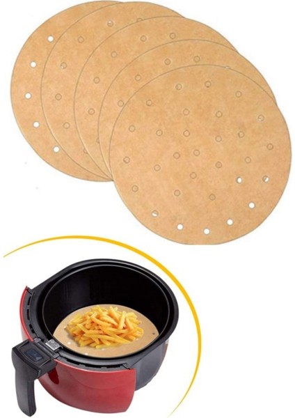 Tekno Trust Airfryer Pişirme Kağıdı 100 Adet Tek Kullanımlık Hava Fritözü Yuvarlak Delikli