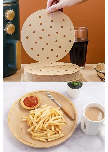 Tekno Trust Airfryer Pişirme Kağıdı 100 Adet Tek Kullanımlık Hava Fritözü Yuvarlak Delikli